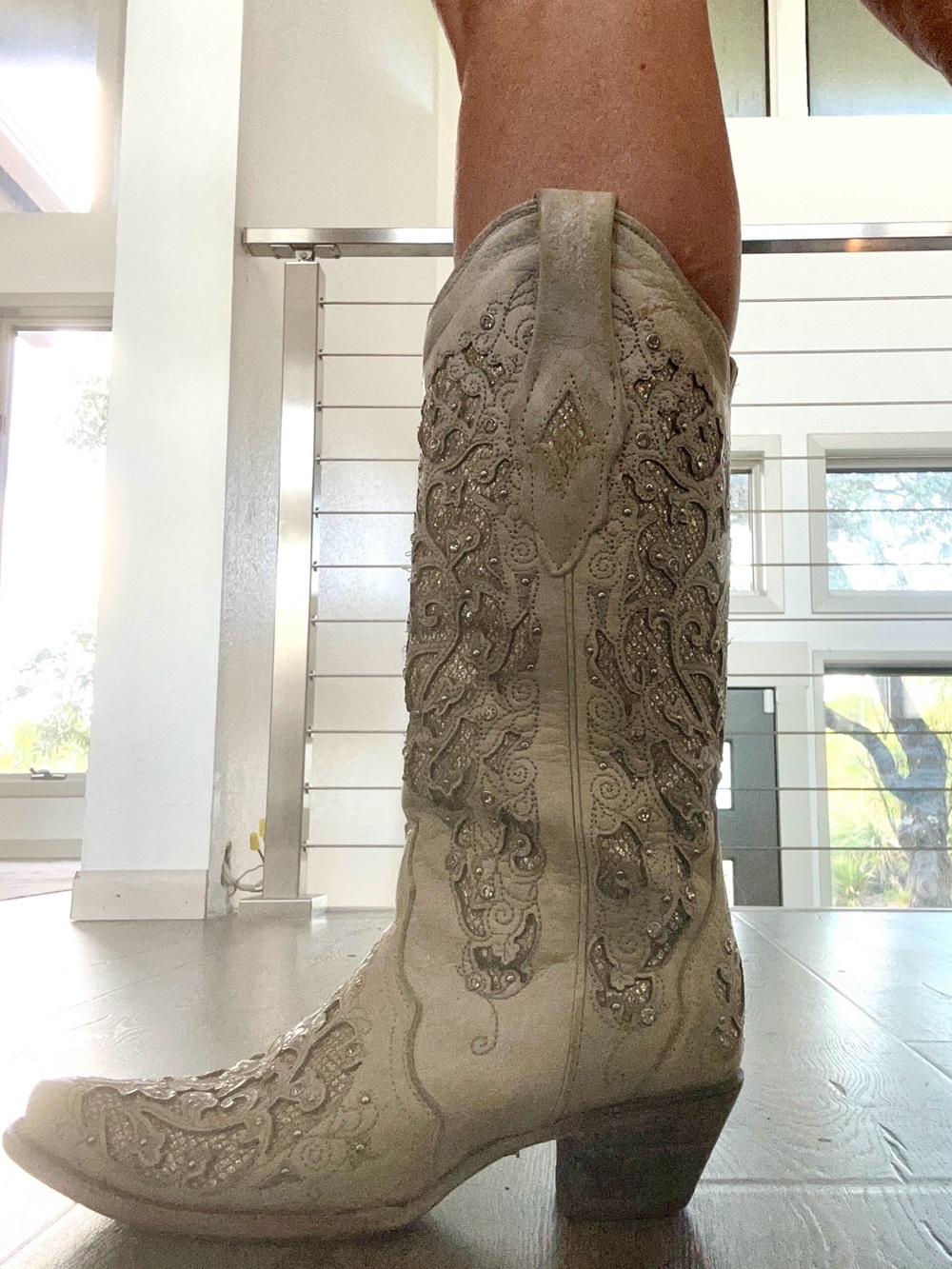 Corral Women's White Glitter Inlay Crystals Boots Bridal Collection 7.5 - Picture 13 of 14
